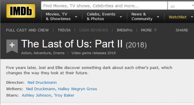 The Last of Us 2'nin IMDB sayfası yeni ipuçları veriyor