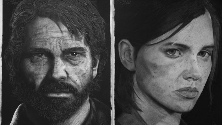 Last of Us karakterlerinin karakalem çizimi