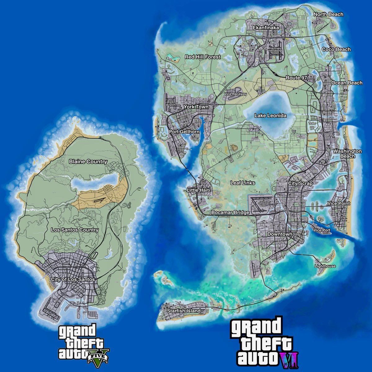 Sızdırılan GTA 6 haritası, GTA 5'ten iki kat büyük olduğunu gösteriyor