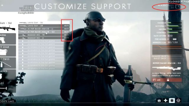 Battlefield 1 alfasından arayüz görüntüleri