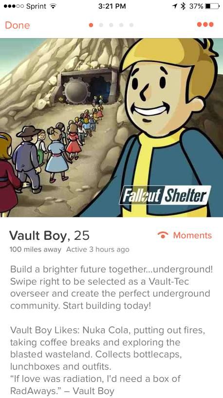 Fallout Shelter, Tinder'da yerini aldı