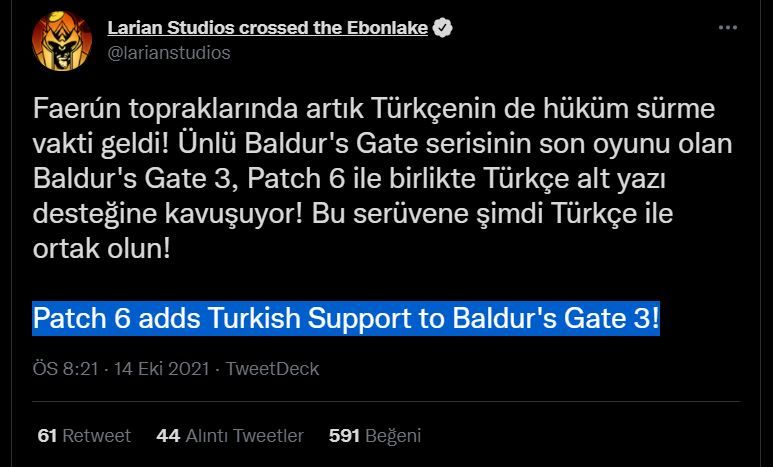 Baldur's Gate 3 Türkçe