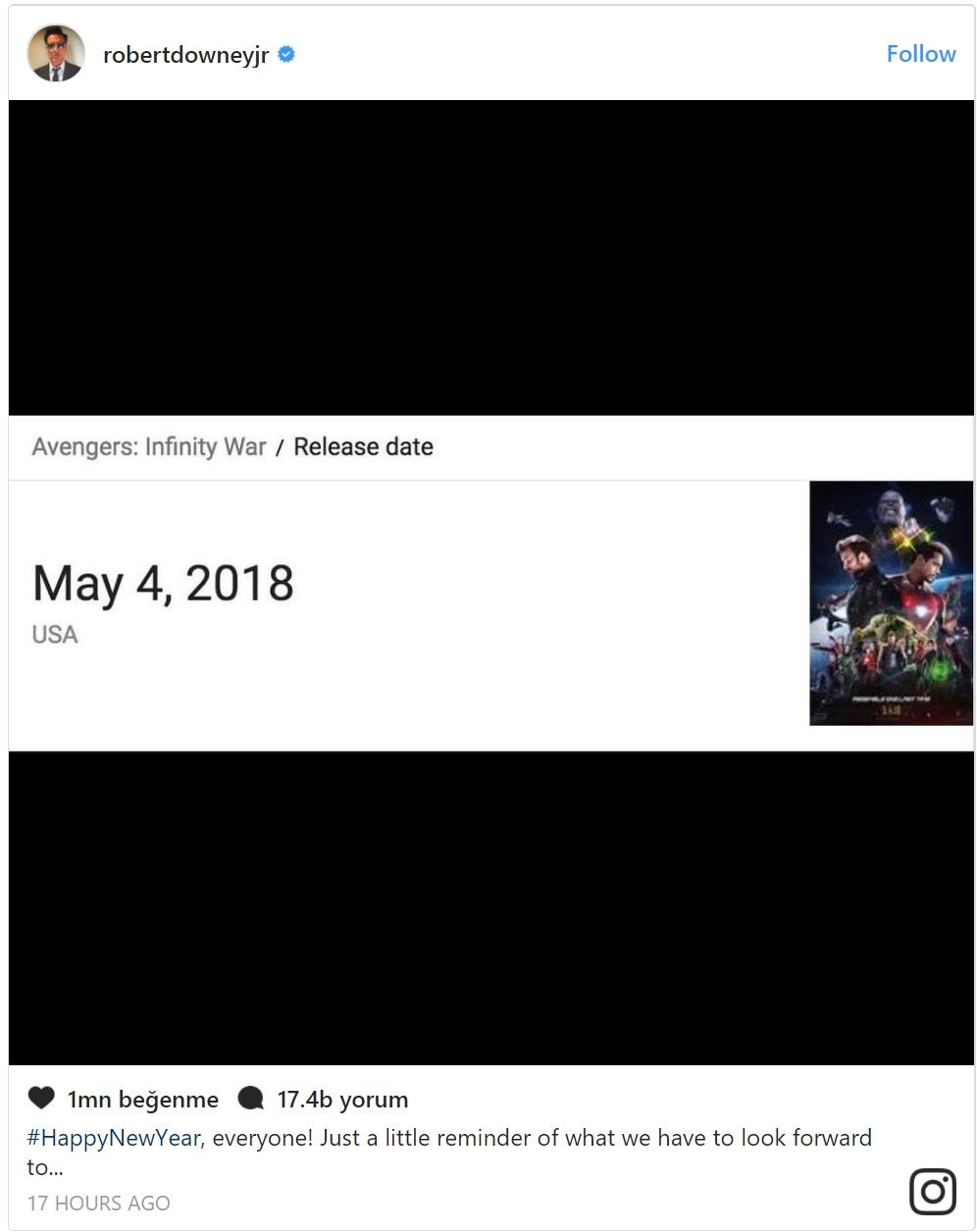 Robert Downey Jr, 2018'e Avengers: Infinity War ile girdi