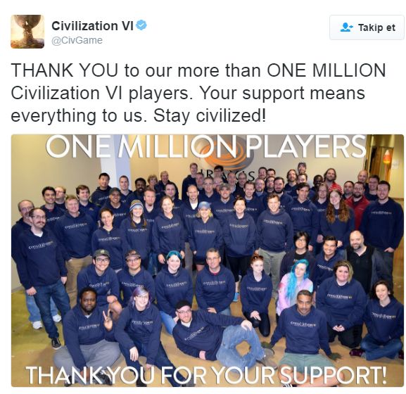 Sid Meier's Civilization VI, Steam'de 1 milyon oyuncu barajını aştı