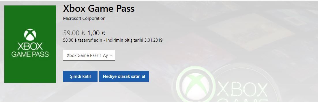 Xbox Game Pass sisteminin ilk ay fiyatı 1 TL oldu!