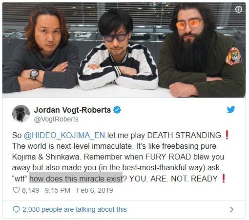 Death Stranding'i oynayan MGS filminin yönetmeni şaşkınlığını gizleyemedi