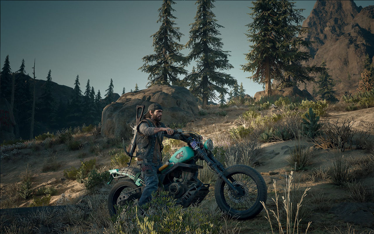 Days Gone'daki motorun göründüğü bir ekran görüntüsü