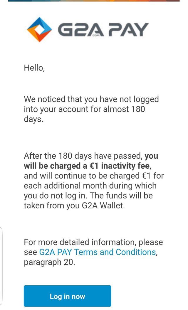 G2A, inaktif kullanıcı hesaplarından ücret kesmeye başladı