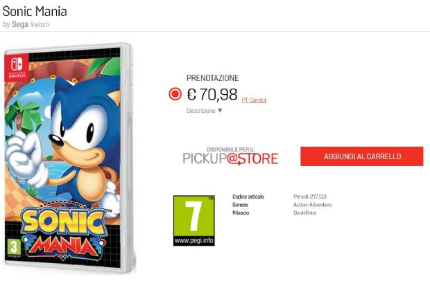 Sonic Mania kutulu olarak satılabilir