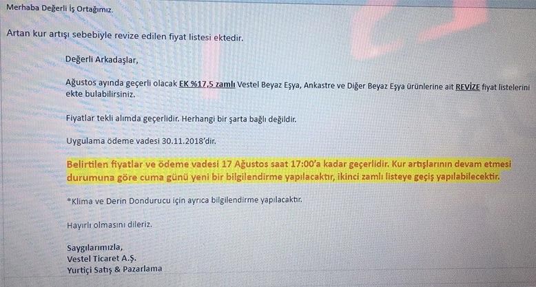 Cumhurbaşkanımızın işaret ettiği Vestel ürünlerine zam geldi