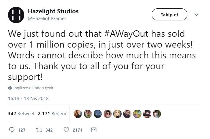 Hikaye tabanlı A Way Out, bugüne kadar kaç adet satmayı başardı?