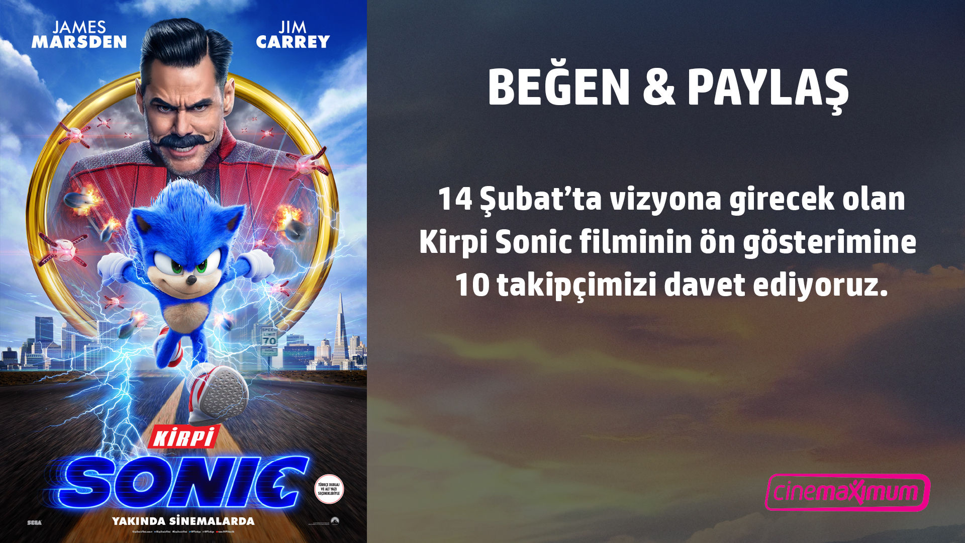 10 kişiyi Kirpi Sonic ön gösterimine davet ediyoruz