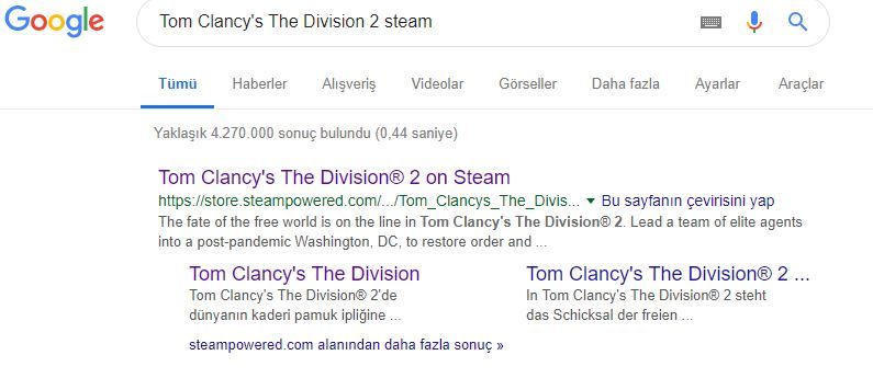 Tom Clancy's The Division 2, Steam'de yer alamayacak!  