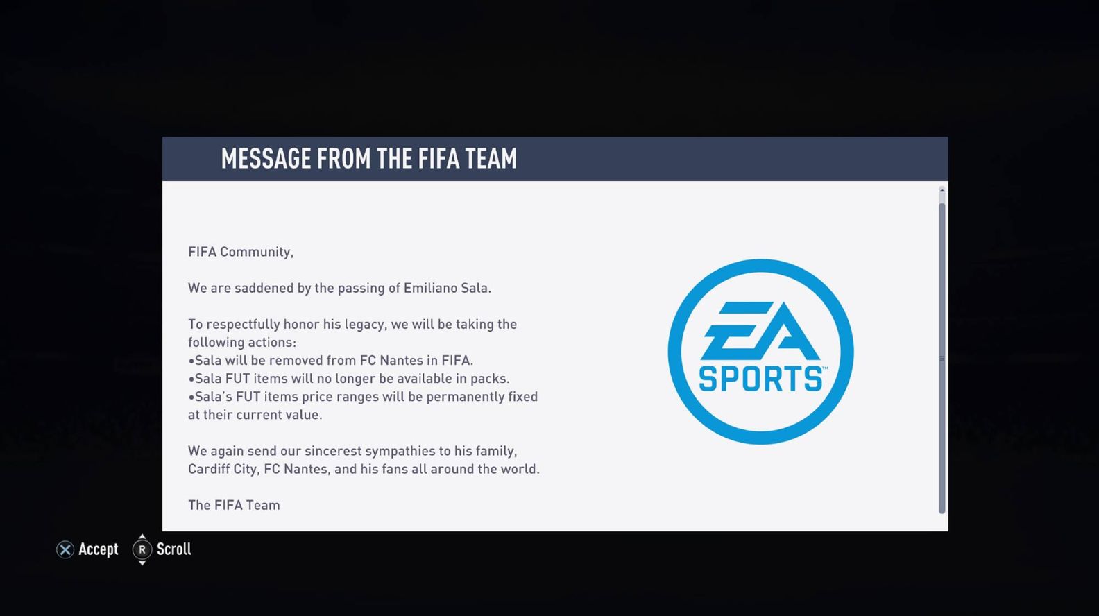 Hayatını kaybeden futbolcu Sala, FIFA 19'dan kaldırıldı