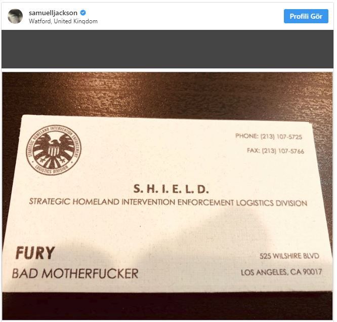 Samuel L. Jackson, Nick Fury'nin efsane kartını paylaştı