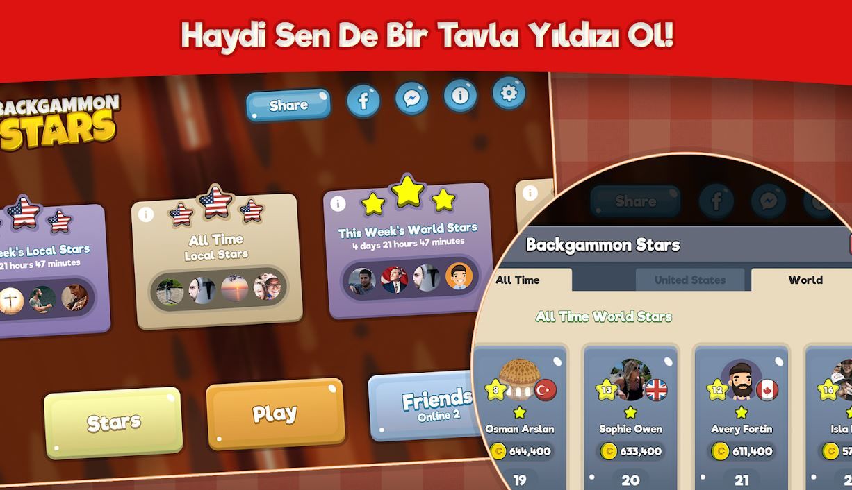 Bu tavla oyunu bağımlılık yapıyor: Backgammon Stars