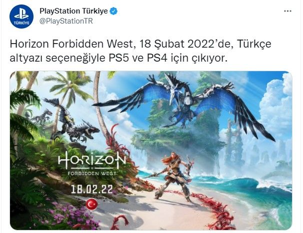 Horizon Forbidden West Türkçe altyazı desteği ile geliyor