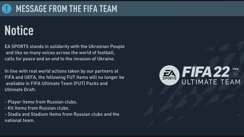 FIFA 22 Rus takımları ve oyuncuları FUT paketlerinden çıkartıldı