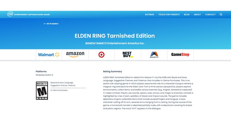 Elden Ring: Tarnished Edition Switch 2 İçin Derecelendirildi