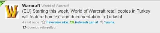 World of Warcraft, Türkçeleşiyor