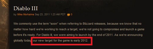 Diablo III'ün dağıtımı 2012'nin başında yapılacak!