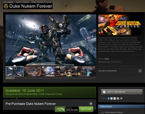 Duke Nukem Forever, Steam'de indirimde
