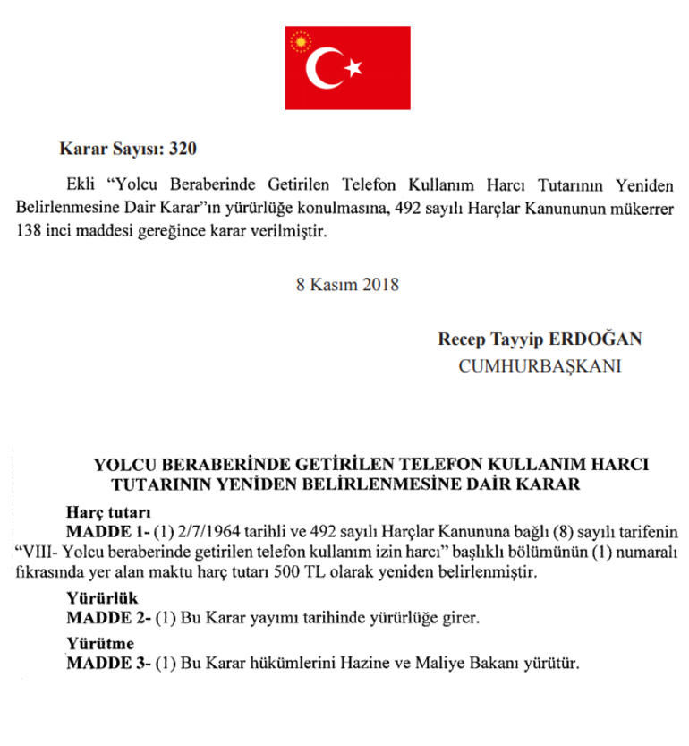 Yurt dışından getirilen telefonların harç ücretine %200 zam!