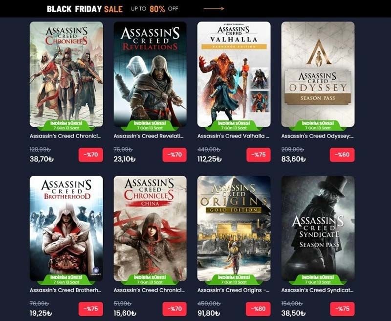 Assassin's Creed Oyunları İndirimli Fiyatları