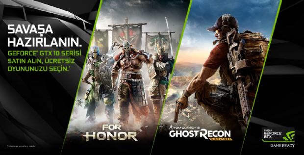 NVIDIA GTX 1070 ve 1080 ile For Honor veya Ghost Recon Wildlands hediye