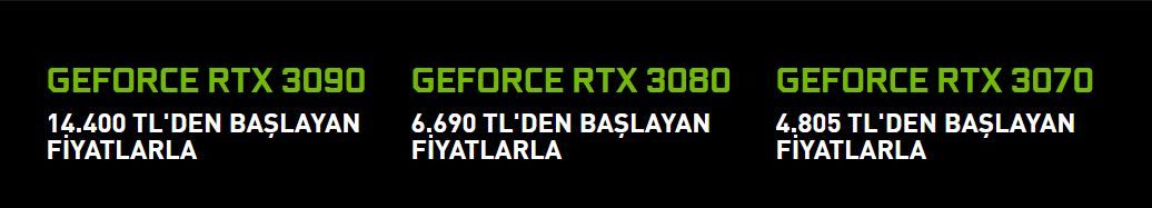 RTX 3070, 3080 ve 3090'ın Türkiye fiyatı ve tüm detaylar