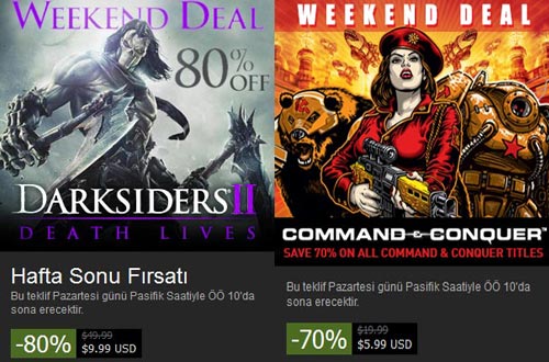 Steam'de haftasonuna özel %80'e varan indirimler