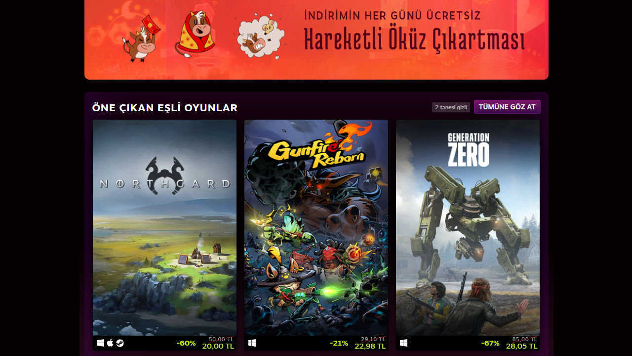 Steam Ay Takvimi Yeni Yılı İndirimi başladı