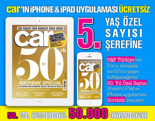 Car Kasım sayısı iPhone ve iPad'lerde 5. yaş şerefine ücretsiz