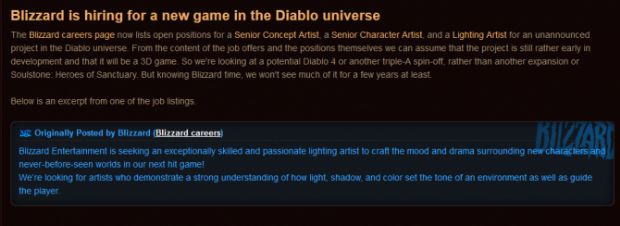 Blizzard, yeni Diablo oyunu için eleman alıyor!