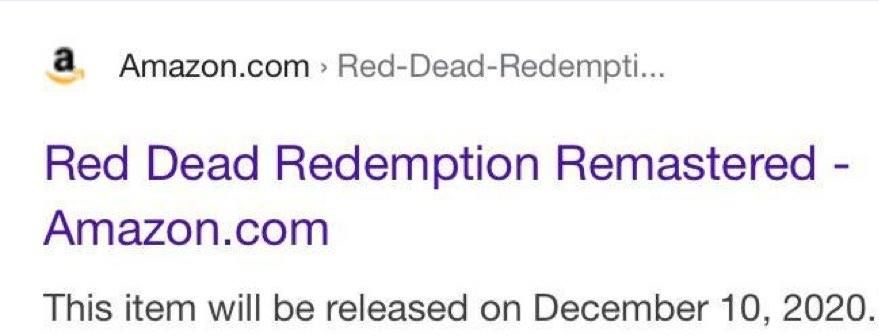 Red Dead Redemption Remastered Amazon üzerinden listelendi