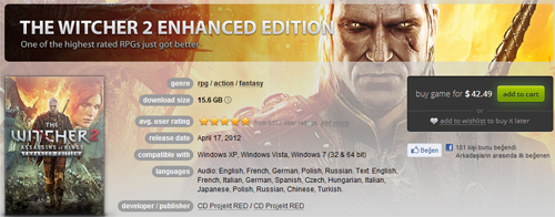 The Witcher 2 Enhanced Edition kendi yuvasında