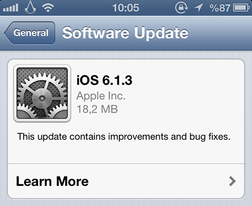iOS 6.1.3 güncellemesi geldi