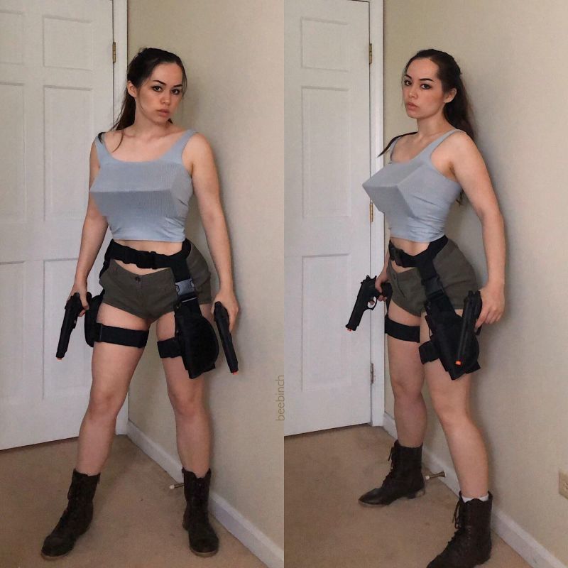 İç açıları toplamı 180 derece olan Tomb Raider cosplayi