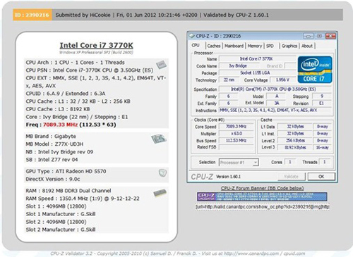 7089.33MHz'de GIGABYTE'tan yeni Ivy Bridge dünya rekoru