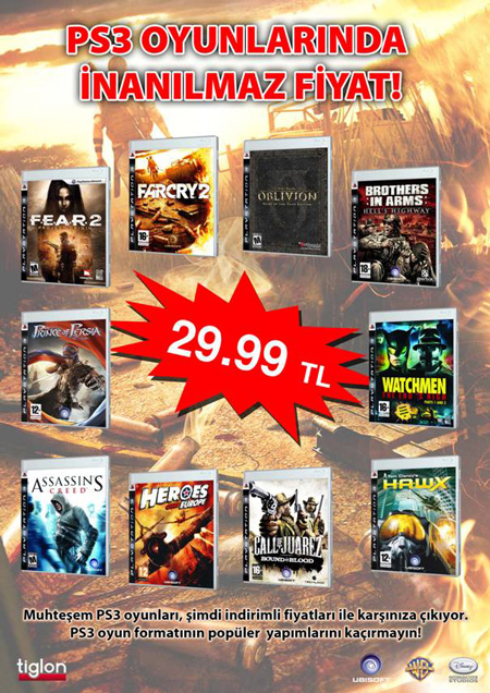 Tiglon'dan 29 TL'ye PlayStation 3 oyunları