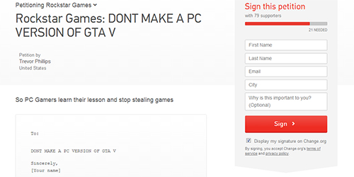 Garip bir oyuncu talebi: "GTA V ASLA PC'YE ÇIKMASIN!"
