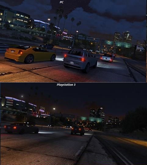 Grand Theft Auto V, PC ve PlayStation 3 grafik karşılaştırması
