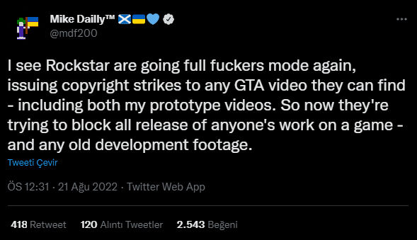 Rockstar, eski GTA geliştiricisinin videosuna telif atmış