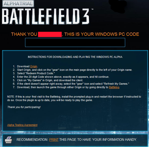 Battlefield 3 Alpha testi Origin'e açıldı