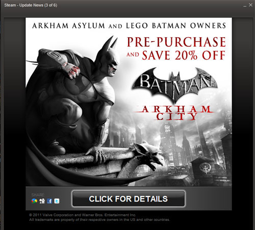 Arkham City'ye Steam indirimi geldi