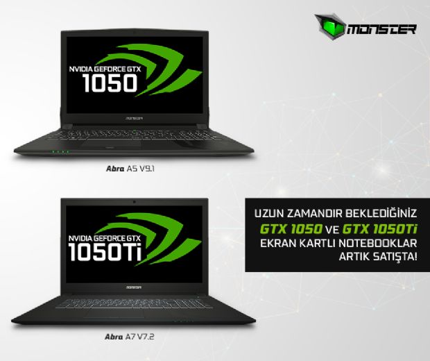Monster'ın NVIDIA GTX 1050 ve GTX 1050Ti grafik kartlı yeni modelleri tanıtıldı