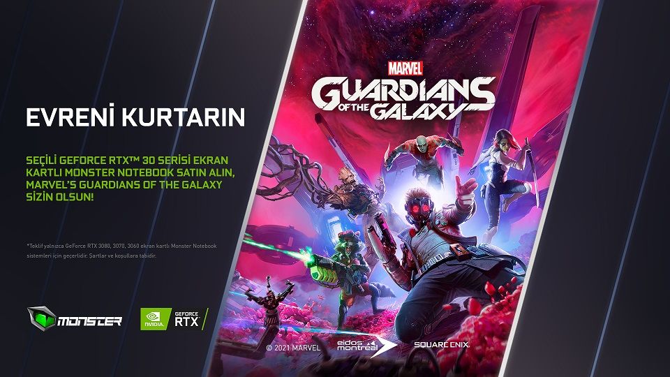 RTX 30 serisi Monster Notebook alanlara Guardians of the Galaxy hediye