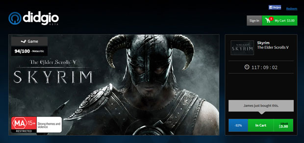 The Elder Scrolls V: Skyrim, Didgio'da sadece 3 dolar!