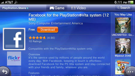 PS Vita için Facebook uygulaması 