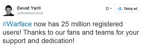 Warface 25 milyon kullanıcıya ulaştı!